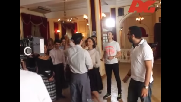 Menna and Ahmed Hatem learn how to waltz on the set of "The Jewish Neighborhood." (YouTube)