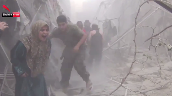 A video of a Syrian mother calling out for her son shoots the conflict into visceral reality. (Twitter)