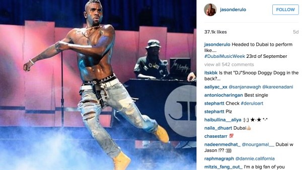 American singer Jason Derulo put on an electrifying performance in Dubai. (Instagram)