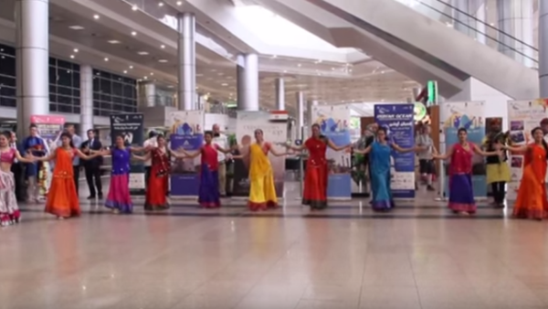 A flash mob of more than 15 Indian dancers surprised a crowd of people at Cairo International Airport on Friday with a Bollywood dance routine. (YouTube)