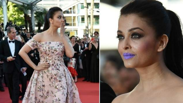 Did she wear purple lipstick just to be talked about? (AFP)