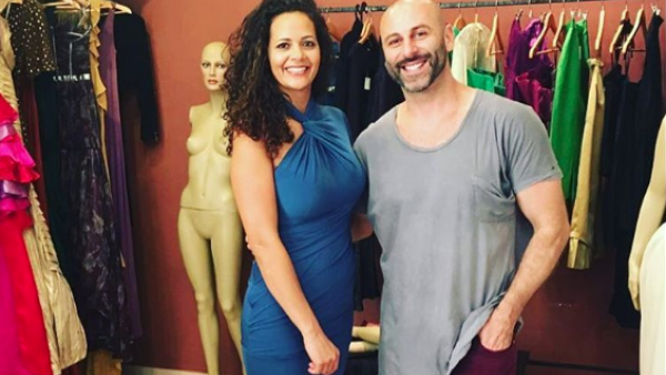 Rami with one of the fashionistas of Palestine in his pop-up shop in Ramallah. (Instagram)