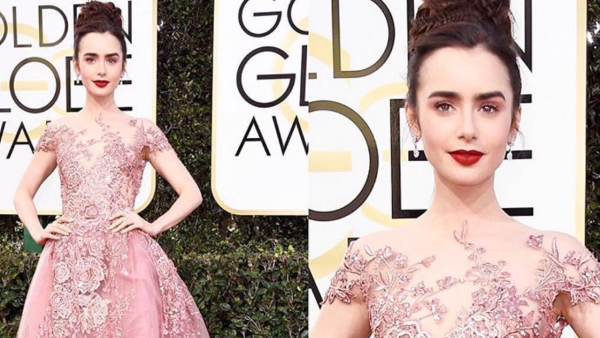 Lily Collins looks stunning in a Zuhair Murad frock. (Instagram)