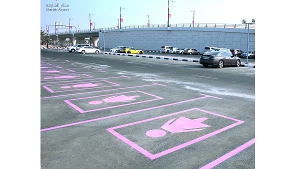 The parking spaces, which were painted in pink, included spaces dedicated for the women employees and customers.