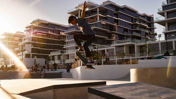 Skater competes at Frame Skate Jam in DAMAC Hills.