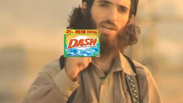Some on Twitter had the ISIS fighter selling "Dash" washing powder (Twitter)