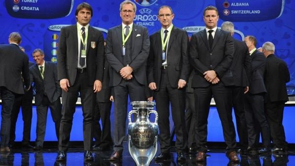 Group E coaches of the the UEFA Euro 2016 final tournament draw. (UEFA)