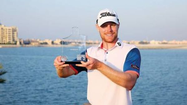 Jens Dantorp with the trophy after winning the Ras Al Khaimah 2017 Golf Challenge. (Photo: Organizer)