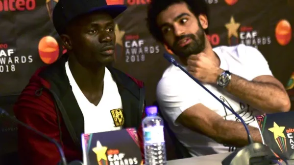Egyptian footballer Mohamed Salah (R) and Senegalese footballer Sadio Mane