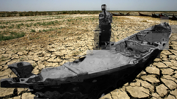 The dead marshes (AFP/FILE, edited by Rami Khoury/Al Bawaba)