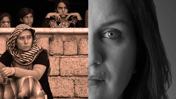 (left) Yazidi refugees (right) NYT journalist Rukmini Callimachi (Rami Khoury/Al Bawaba) 