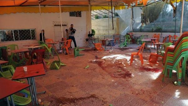 Damascus University cafeteria after an alleged mortar attack (AFP Photo SANA)