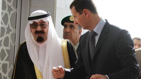 الرئيس السوري بشار الاسد والعاهل السعودي الملك عبد الله بن عبد العزيز في دمشق يوم 29 تموز / يوليو.