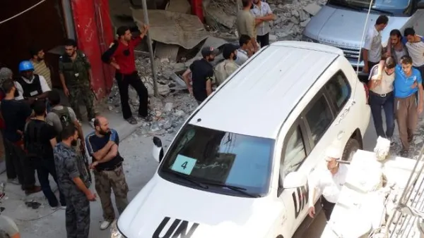 Whilst the rebels targeted the Hama airport because they believed "that is where the regime makes its barrel bombs", much-needed aid relief has been delayed by the conflict in Iraq (AFP/ File).
