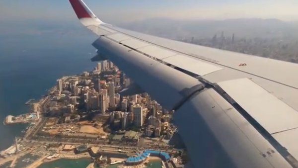 An Air Arabia plane lands in Beirut, October 2014.  (Youtube: Screenshot)