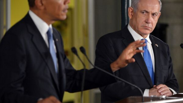 US President Barack Obama  speaks during a joint press conference with Israel's Prime Minister Benjamin Netanyahu following a bilateral meeting at the Prime Minister's residence in Jerusalem on March 20, 2013. [Getty Images]