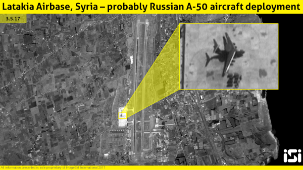 صور التقطتها أقمار اصطناعية إسرائيلية تظهر وجود طائرة روسية للإنذار المبكر في "حميميم"