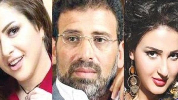 المخرج والبرلماني الشهير خالد يوسف، مع الفنانتين منى فاروق وشيماء الحاج