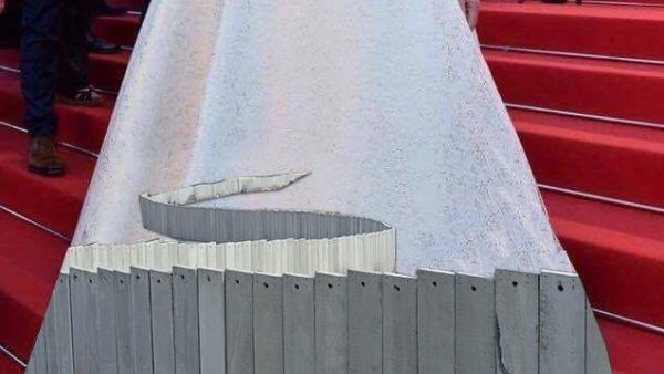 A modified version of Miri Regev's dress made the rounds online (Facebook)