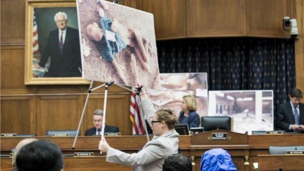 A photo by the Syrian defector known as "Cesar" on displaying in the United States. (AFP)