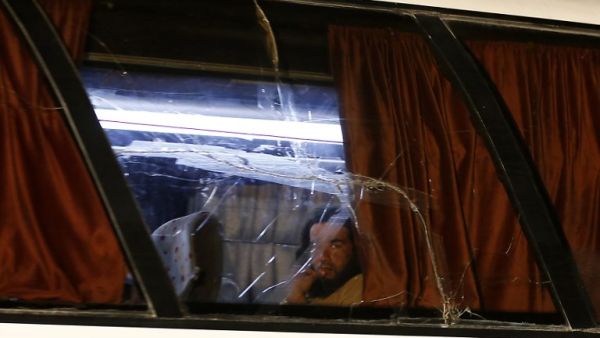 One of 300 ISIS fighters in the convoy leaving the Syria-Lebanon border area (AFP)