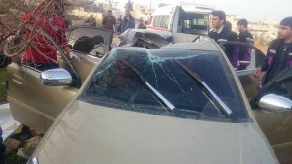 Syrian opposition activists posted this photo which shows the car targeted, they say. (Twitter) 