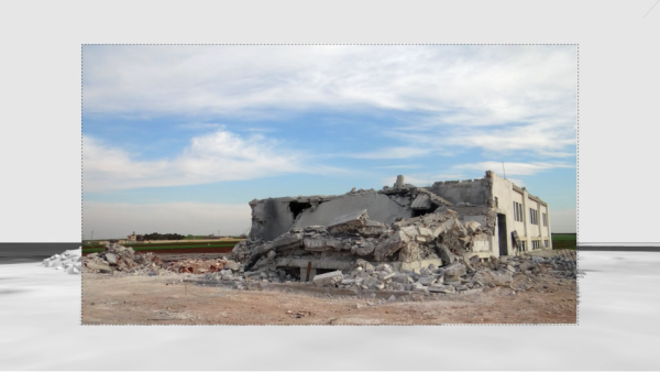 A screengrab from the Forensic Architecture reconstruction of the mosque attacked in Aleppo. (Forensic Architecture)