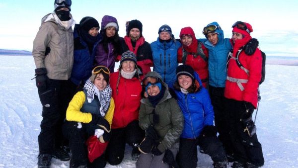 The 11-member Euro-Arabian Polar Expedition on top of the world at the North Pole 