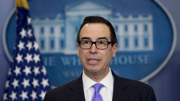 The five entities targeted by the sanctions are subsidiaries of the Shahid Bakeri Industrial Group, part of Iran's Defense Ministry. Pictutred: U.S. Treasury Secretary Steven Mnuchin. (AFP/File)