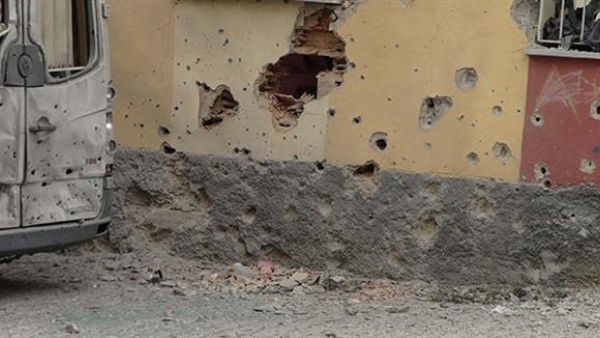 Two rockets were fired from the Syrian side of the border, damaging a high school and other buildings in Kilis. (Twitter/Hurriyet Daily News) Two rockets were fired from the Syrian side of the border, damaging a high school and other buildings in Kilis. (Twitter/Hurriyet Daily News)