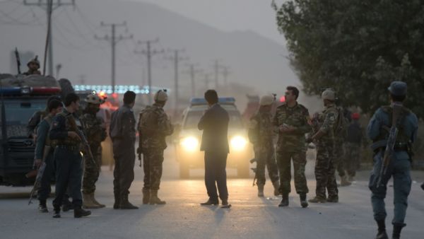 Afghan security personnel gather as they keep watch near the site of a suicide bomb attack. (AFP/ File Photo)