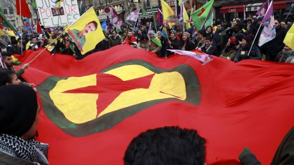 Demonstrators hold a pro-PKK rally in Paris last week (Jacques Demarthon/AFP)
