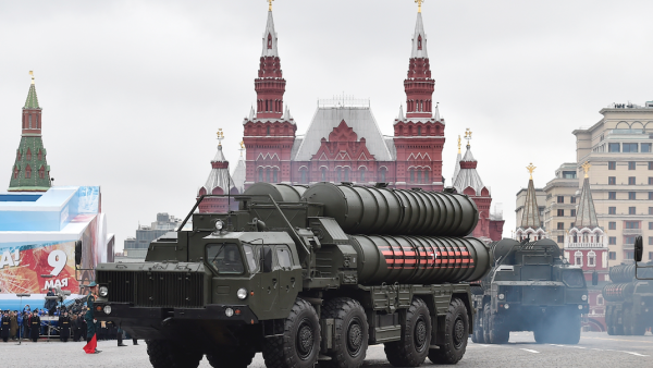 Russian S-400 Triumph medium-range and long-range surface-to-air missile systems riding through Red Square during the Victory Day military parade in Moscow. Turkey and Russia are inching towards an accord for the first major Turkish weapons purchase from Moscow, troubling Ankara's allies in NATO. /AFP