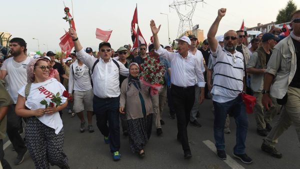 Kemal Kilicdaroglu, head of the largest opposition party, the People's Republican Party (CHP), initiated the Justice March on June 15, as a small, spontaneous project. (AFP)
Kemal Kilicdaroglu, head of the largest opposition party, the People's Republican Party (CHP), initiated the Justice March on June 15, as a small, spontaneous project. (AFP)