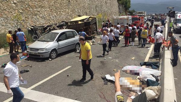 The scene of the crash in Mugla Province, Turkey. (Twitter)