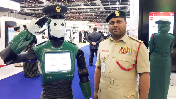 A future police robot is seen in Dubai. (Twitter)