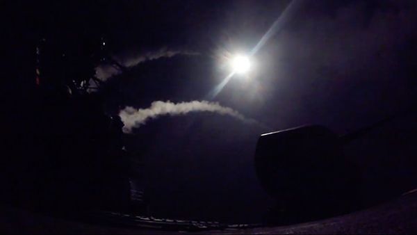 US warships fire missiles into Syria. (Screenshot/ABC News)