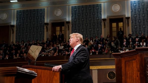 US President Donald Trump delivers the State of the Union address at the US Capitol in Washington, DC, on February 5, 2019. (AFP)