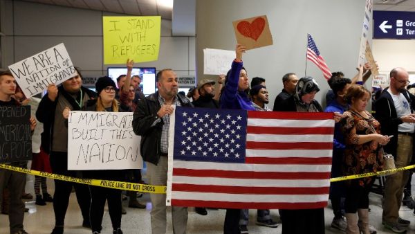 Protesting the 'Muslim ban' at America's airports. (AFP/File) 