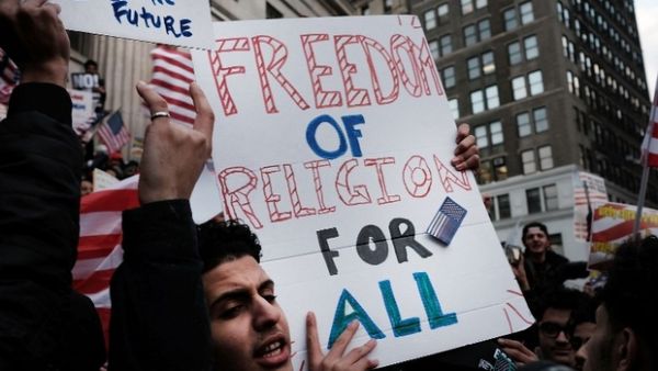 New Yorkers turn out for Yemeni rally against Trump's immigration ban. (AFP/File)