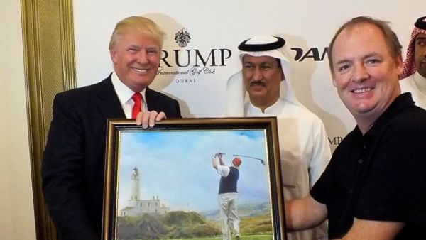 Donald Trump visited the Trump-branded golf course at Damac's Akoya Development in 2014. (Twitter/Damac)