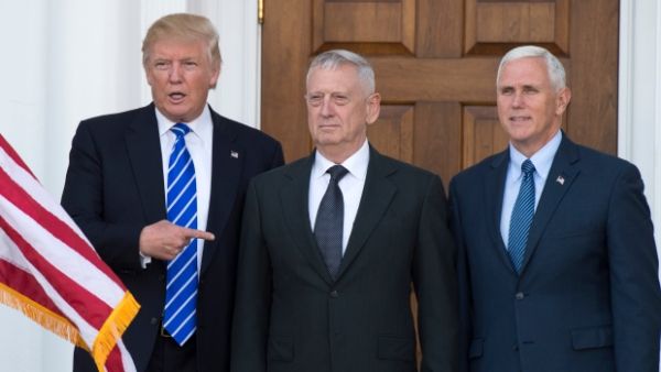 Donald Trump poses for a photo with retired general James Mattis and vice-president-elect Mike Pence. (AFP/File) 