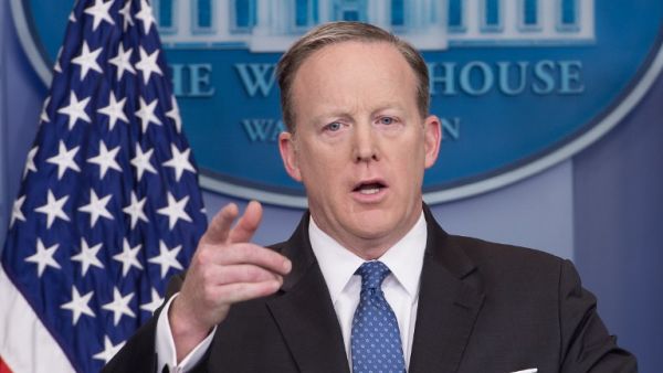 White House spokesman Sean Spicer speaks during the daily press briefing at the White House in Washington, DC, on April 3, 2017. (AFP/Nicholas Kamm)