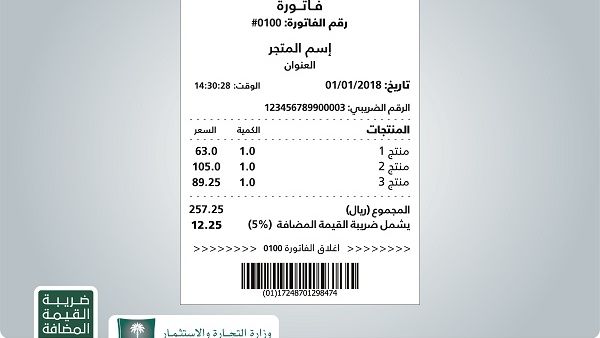 شددت الهيئة العامّة للزكاة والدخل على ضرورة التزام المنشآت المسجلة بالضريبة في الفاتورة الخاصة بضريبة القيمة المضافة شددت الهيئة العامّة للزكاة والدخل على ضرورة التزام المنشآت المسجلة بالضريبة في الفاتورة الخاصة بضريبة القيمة المضافة