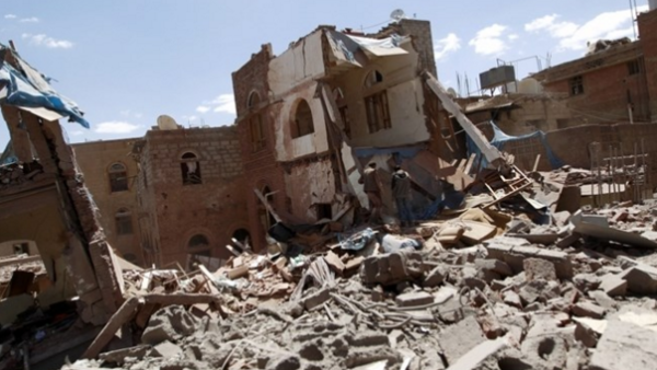 Destruction in Sanaa, Yemen after an airstrike. (AFP/File)