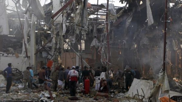 The aftermath of the October 8th bombing of a funeral in Sana'a, Yemen (AFP/Mohammed Huwais)