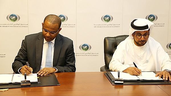 Mohammed Saif Al Suwaidi and Boubou Cisse ratified the loan agreement at the ADFD headquarters in Abu Dhabi.