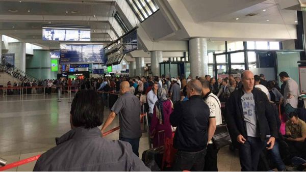 The surprise strike by maintenance workers of Air Algérie left hundreds of passengers stranded in Houari Boumediene airport in Algiers on Tuesday. (Twitter)