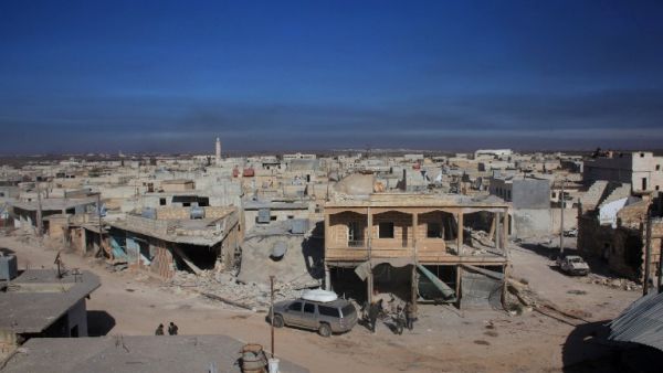 A general view taken on February 3, 2016 shows the town of Tal Jabin, north of the Syrian embattled city of Aleppo. (AFP/George Ourfalian)