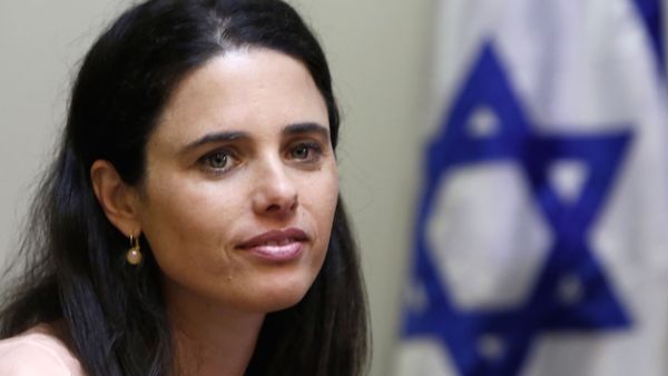 Shaked met with the mother of the arson suspect. (AFP/Gali Tibbon)